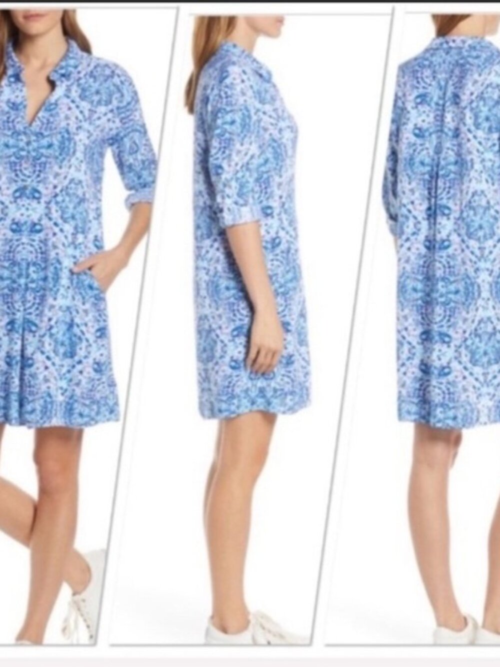 Lilly Pulitzer Lilith Tunic Dress in Call My Shell Phone - Blue/White
